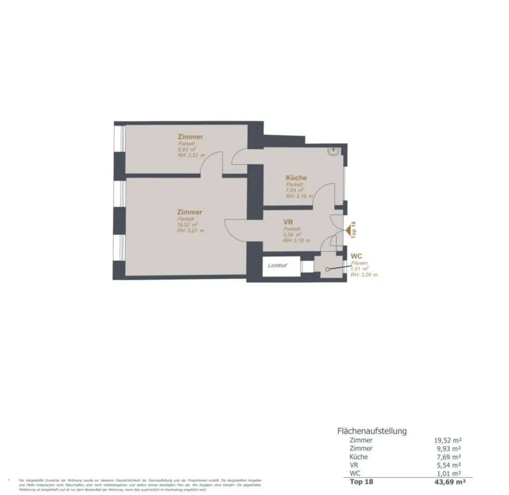 2-Zimmer-Wohnung kaufen in Wien – 43,69 m², € 197.000 – Bild 12 von 12
