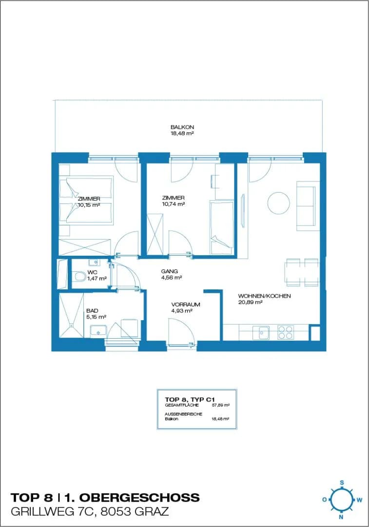 3-Zimmer-Wohnung mieten in Graz – 57,89 m², € 799 – Bild 11 von 11