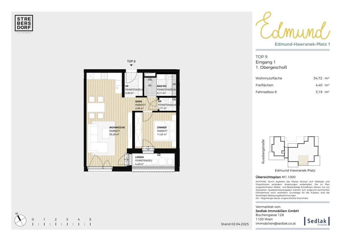 2-Zimmer-Wohnung mieten in Wien – 54,72 m², € 1.182 – Bild 3 von 8