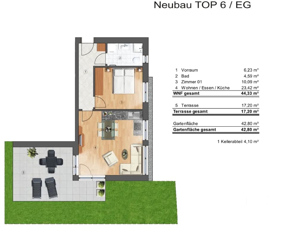 2-Zimmer-Wohnung mieten in Graz – 44,33 m², € 826 – Bild 13 von 13