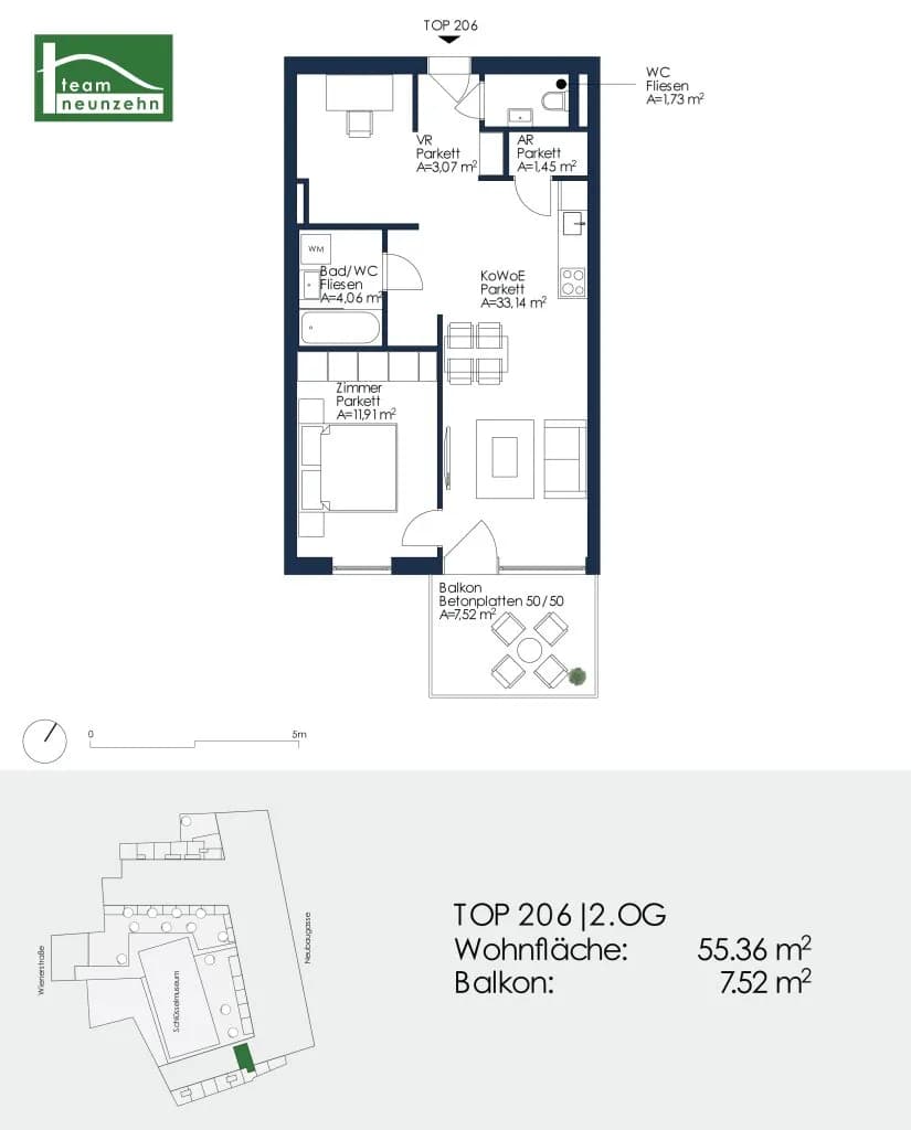 2-Zimmer-Wohnung mieten in Graz – 55,36 m², € 899 – Bild 23 von 23
