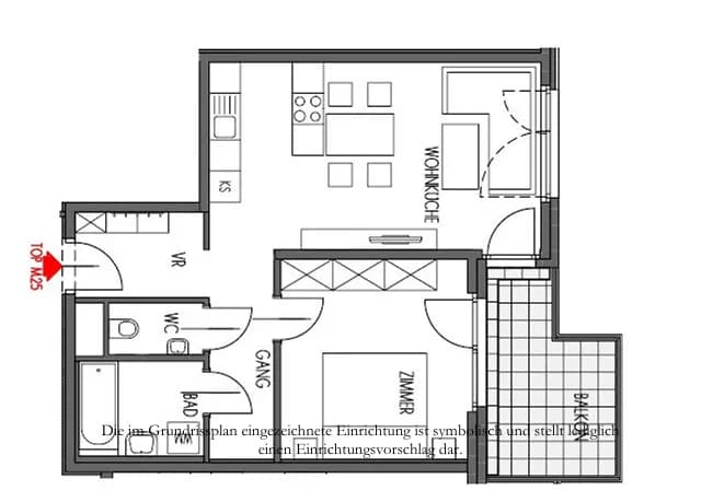 2-Zimmer-Wohnung mieten in Graz – 52,43 m², € 685 – Bild 2 von 9