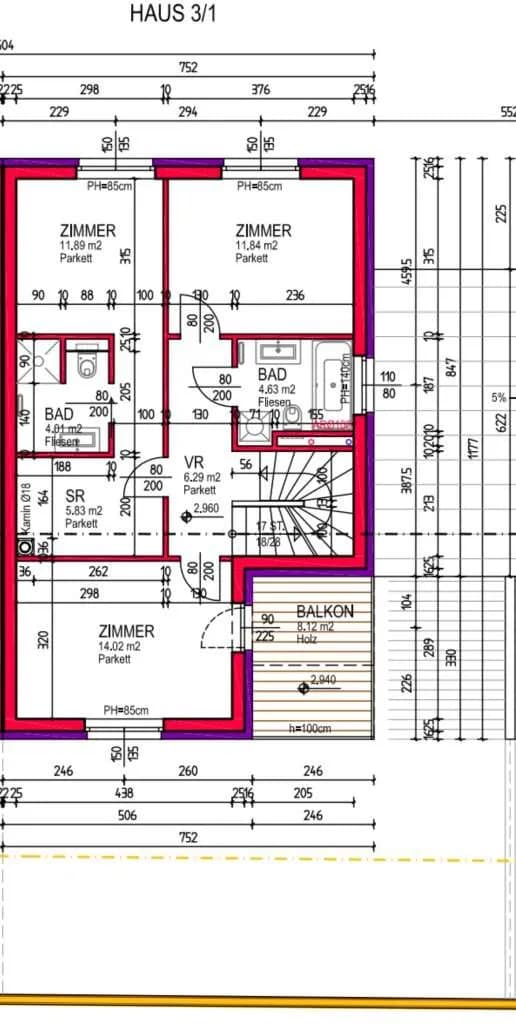 5-Zimmer-Haus mieten in Baden – 128,75 m², € 2.000 – Bild 10 von 11