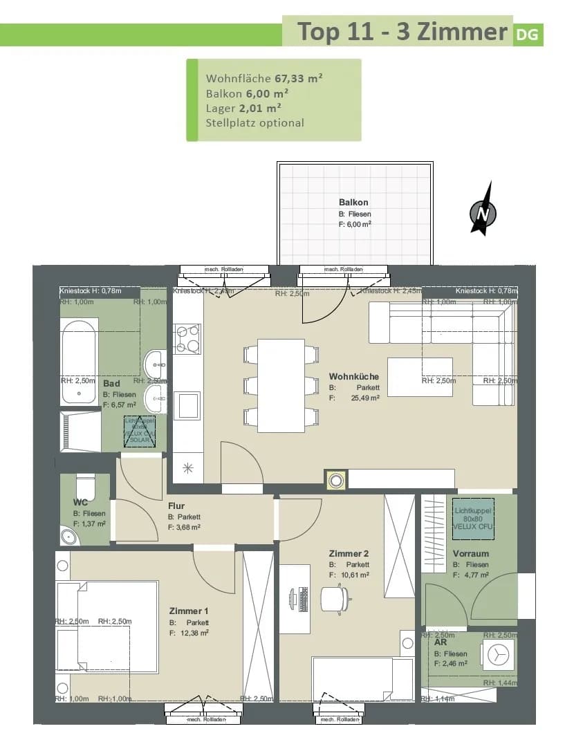 3-Zimmer-Wohnung kaufen in Tulln – 69,29 m², € 345.000 – Bild 7 von 23