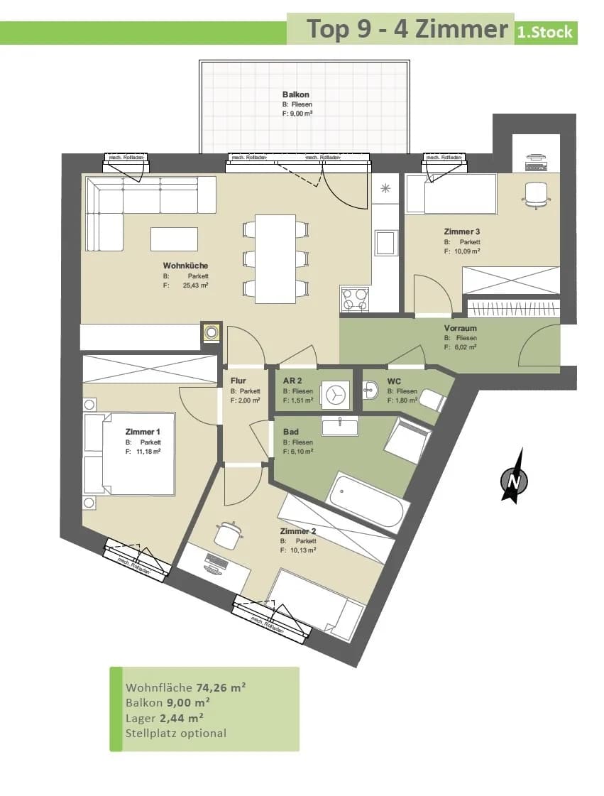 4-Zimmer-Wohnung kaufen in Tulln – 74,48 m², € 370.000 – Bild 7 von 29