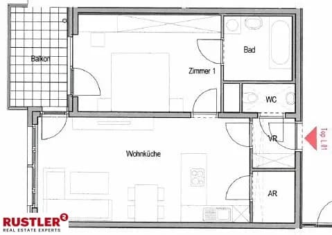2-Zimmer-Wohnung mieten in Graz – 56,09 m², € 823 – Bild 8 von 9