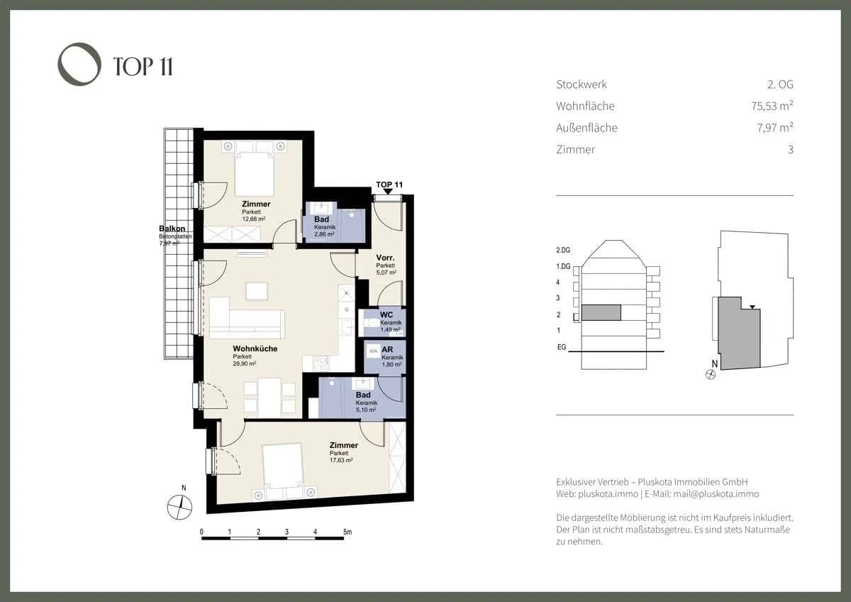 3-Zimmer-Wohnung kaufen in Wien – 75,53 m², € 530.000 – Bild 10 von 11