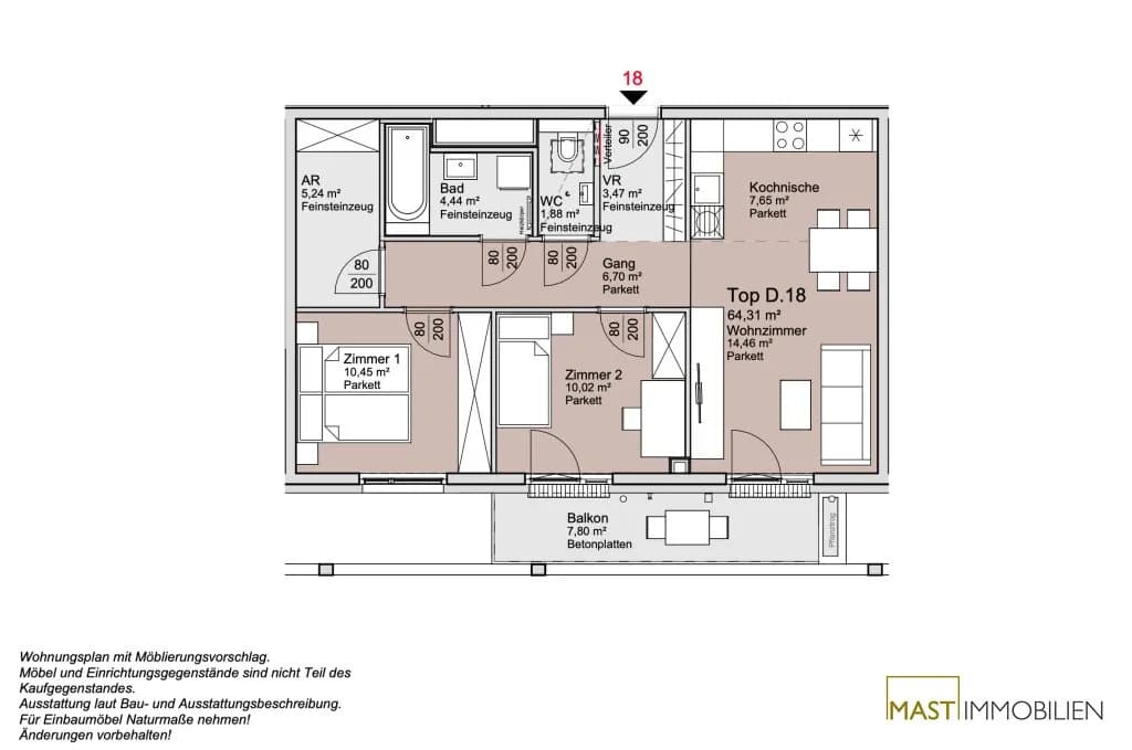 3-Zimmer-Wohnung kaufen in Wien – 64,31 m², € 390.000 – Bild 13 von 13