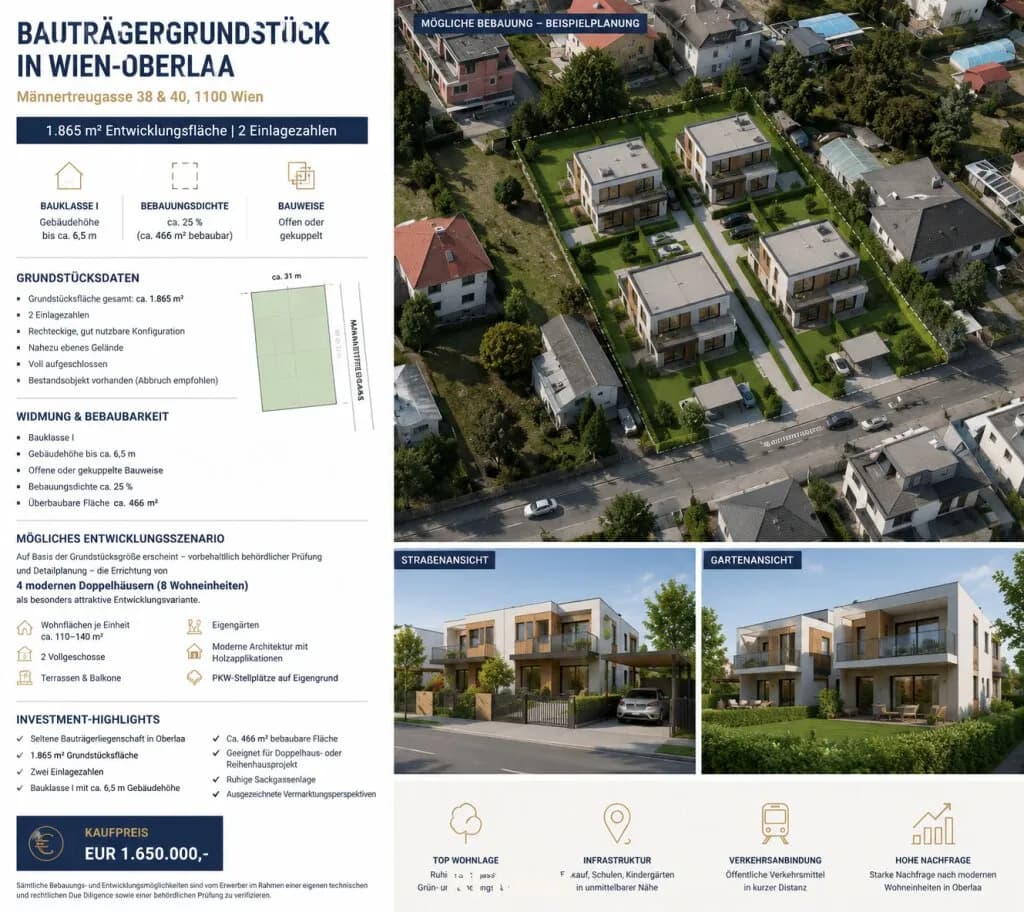 Grundstück kaufen in Wien – 1 865 m², € 1.650.000