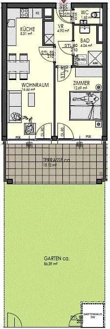 2-Zimmer-Wohnung mieten in Klagenfurt – 46 m², € 1.010 – Bild 13 von 13