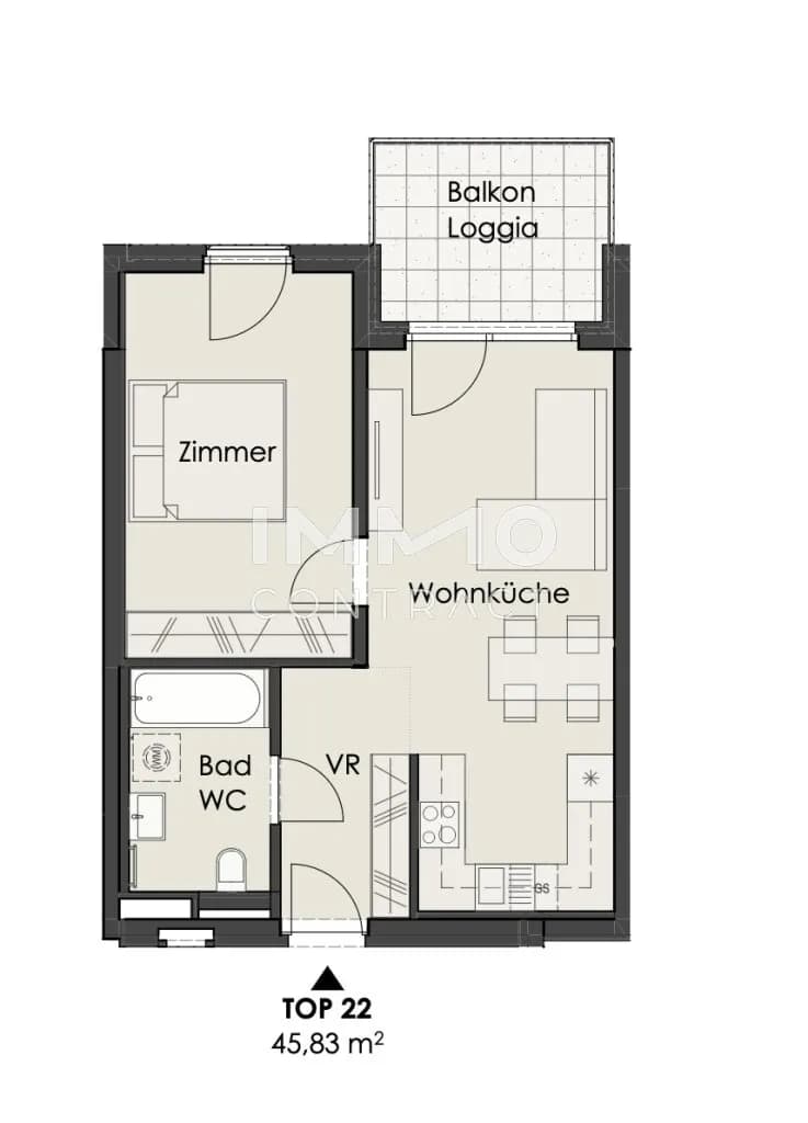 2-Zimmer-Wohnung kaufen in Wien – 45,83 m², € 349.000 – Bild 9 von 10