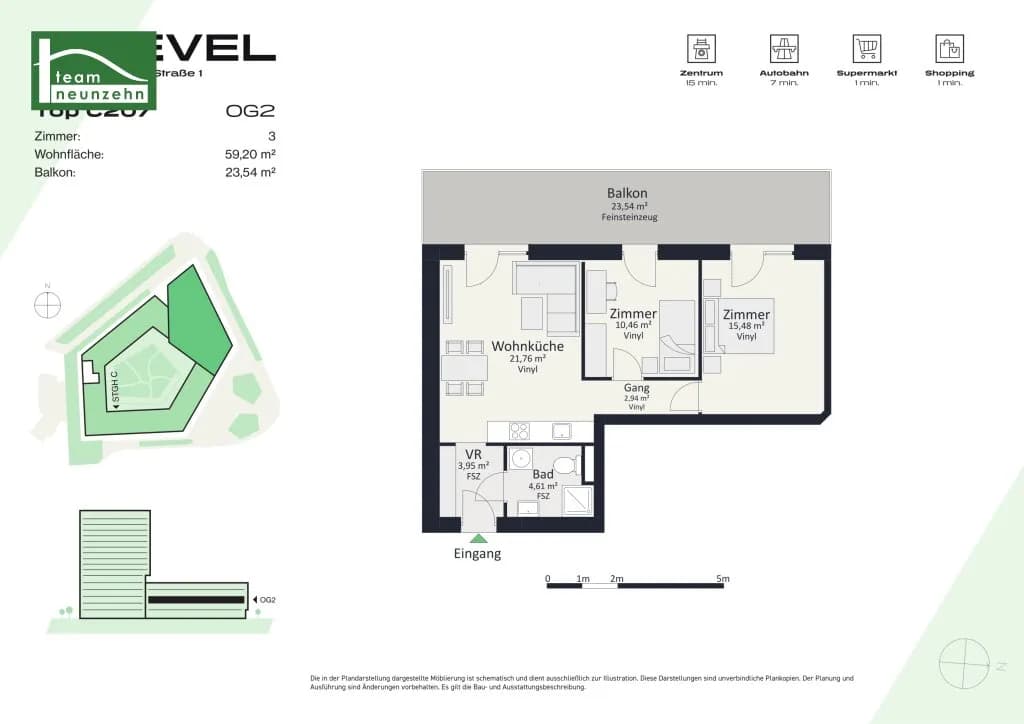 3-Zimmer-Wohnung mieten in Graz – 59,2 m², € 940 – Bild 25 von 25