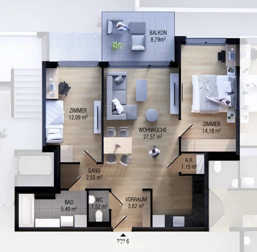 3-Zimmer-Wohnung kaufen in Wien – 68,56 m², € 409.000 – Bild 7 von 7
