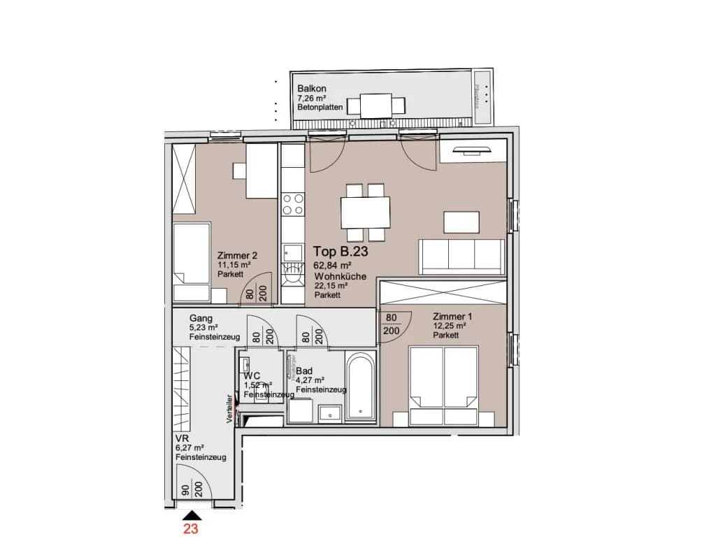 3-Zimmer-Wohnung kaufen in Wien – 62,84 m², € 445.000 – Bild 12 von 13