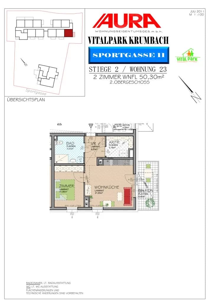 2-Zimmer-Wohnung mieten in Wiener Neustadt Land – 50,3 m², € 715 – Bild 11 von 11