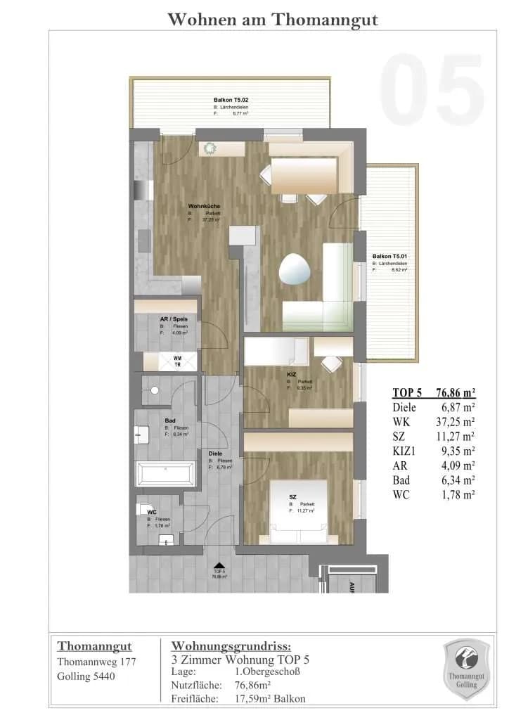 3-Zimmer-Wohnung kaufen in Hallein – 77,07 m², € 504.000 – Bild 10 von 10