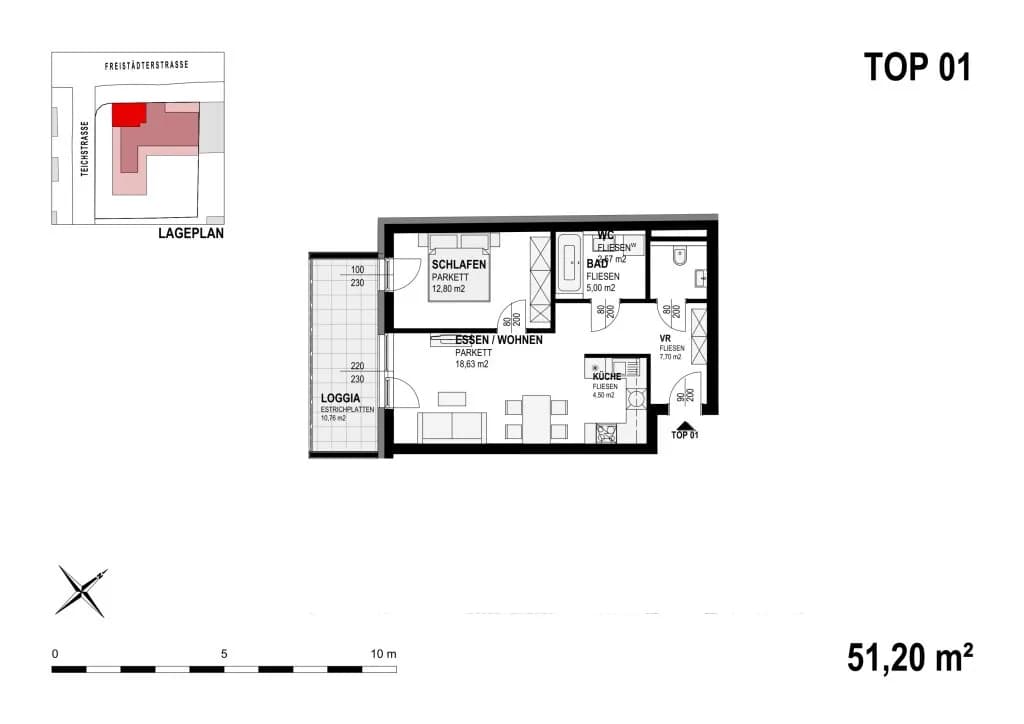 2-Zimmer-Wohnung mieten in Linz – 51,2 m², € 864 – Bild 8 von 8
