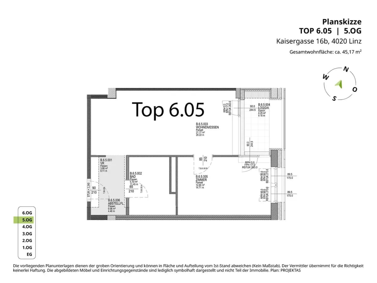 2-Zimmer-Wohnung mieten in Linz – 45,17 m², € 949 – Bild 9 von 9