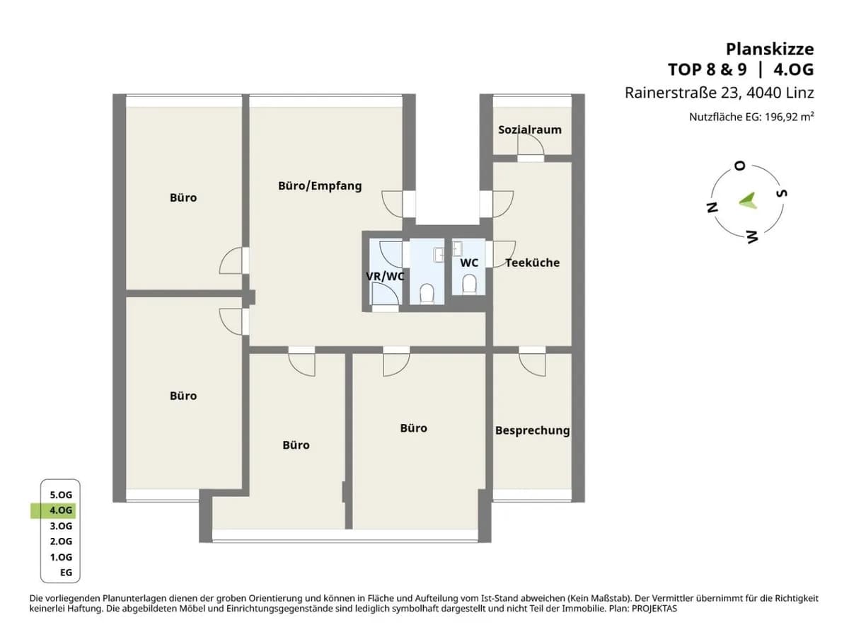 6-Zimmer-Gewerbeimmobilie mieten in Linz – 197 m², € 2.735 – Bild 10 von 11