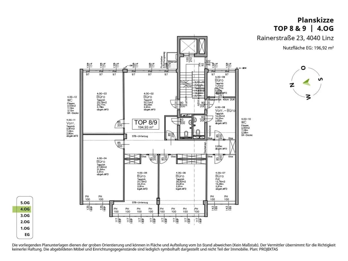 6-Zimmer-Gewerbeimmobilie mieten in Linz – 197 m², € 2.735 – Bild 11 von 11