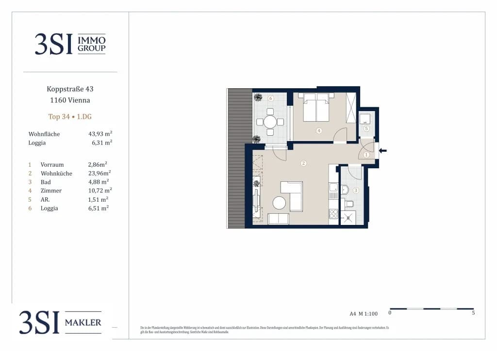 2-Zimmer-Wohnung kaufen in Wien – 43,93 m², € 338.000 – Bild 12 von 12