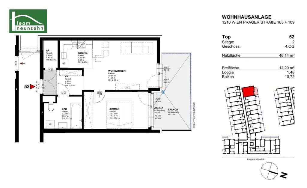 2-Zimmer-Wohnung mieten in Wien – 46,27 m², € 1.013 – Bild 18 von 18