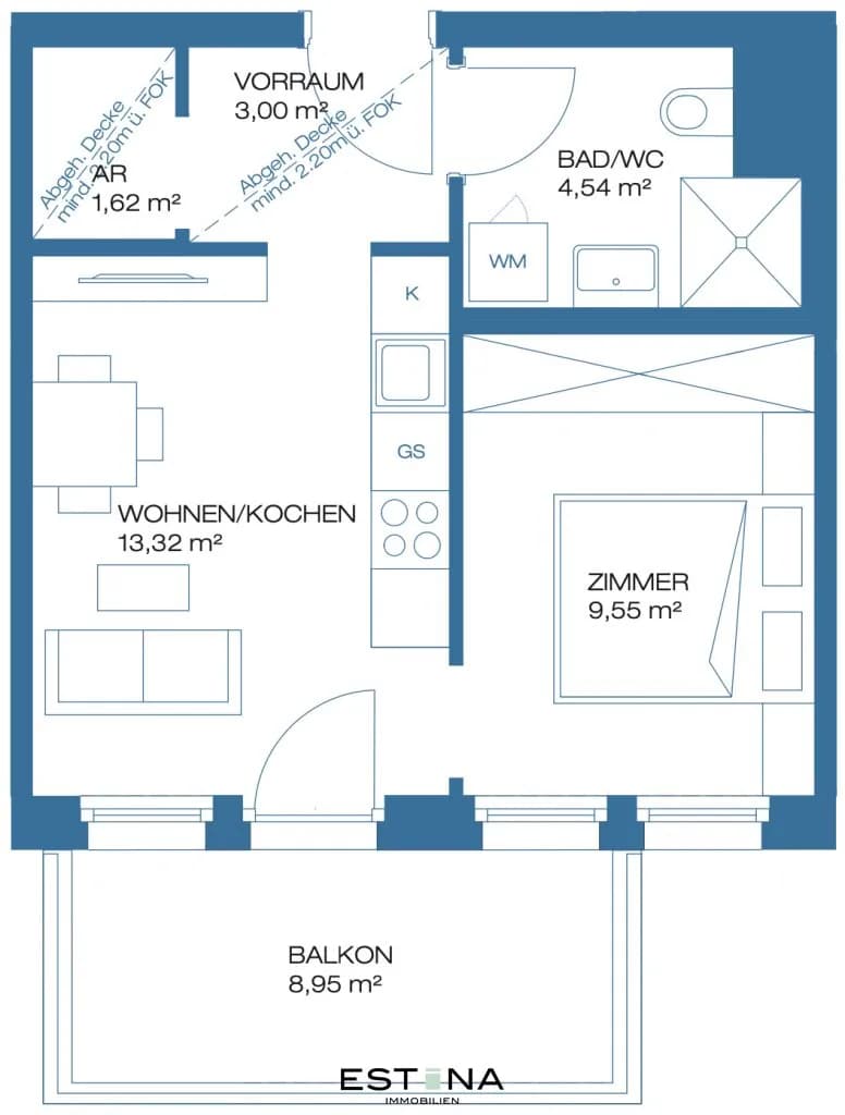 2-Zimmer-Wohnung mieten in Wien – 32 m², € 1.182 – Bild 9 von 9