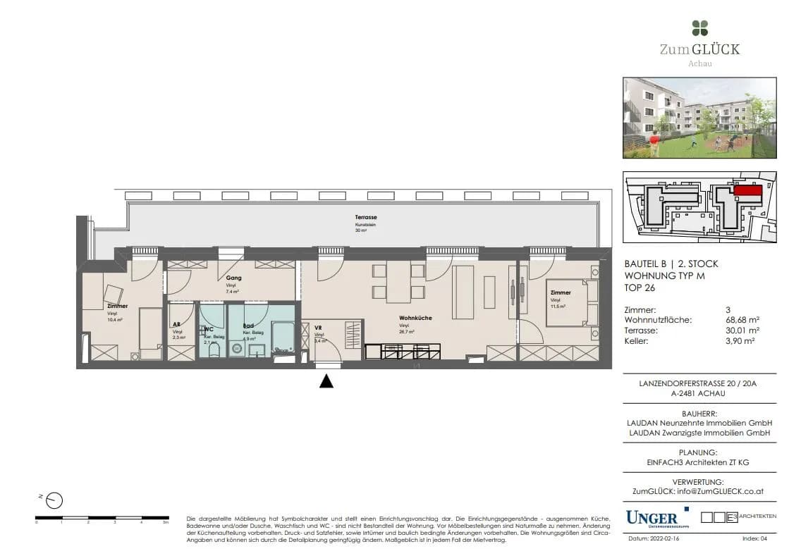 3-Zimmer-Wohnung mieten in Mödling – 68,68 m², € 1.234 – Bild 2 von 12