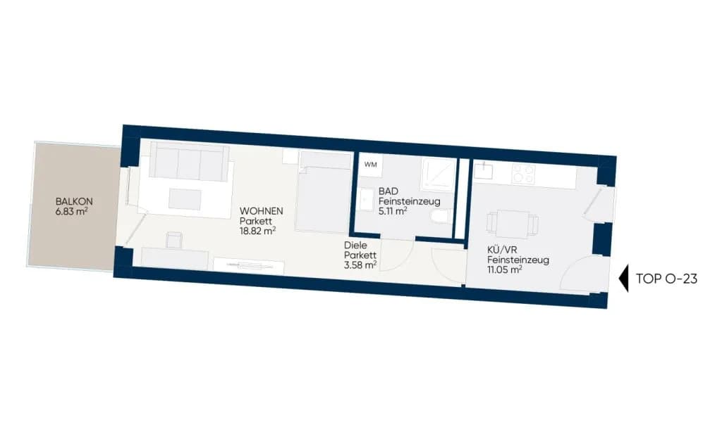 1-Zimmer-Wohnung mieten in Graz – 38,56 m², € 597 – Bild 3 von 12