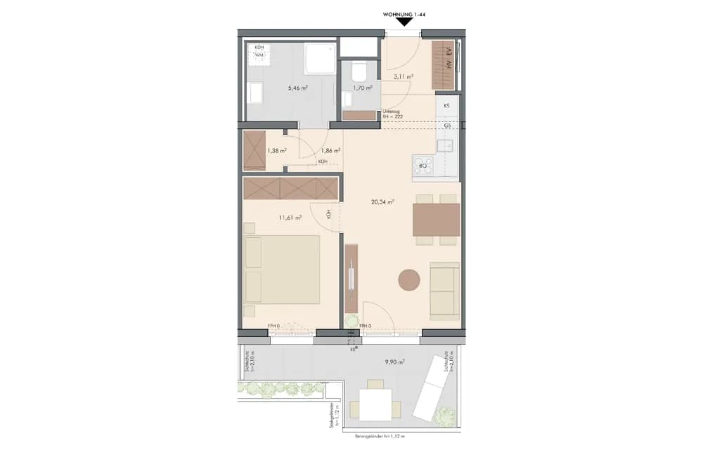 2-Zimmer-Wohnung kaufen in Wien – 90,66 m², € 319.000 – Bild 12 von 12