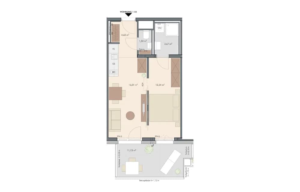 2-Zimmer-Wohnung kaufen in Wien – 37,17 m², € 265.000 – Bild 11 von 11