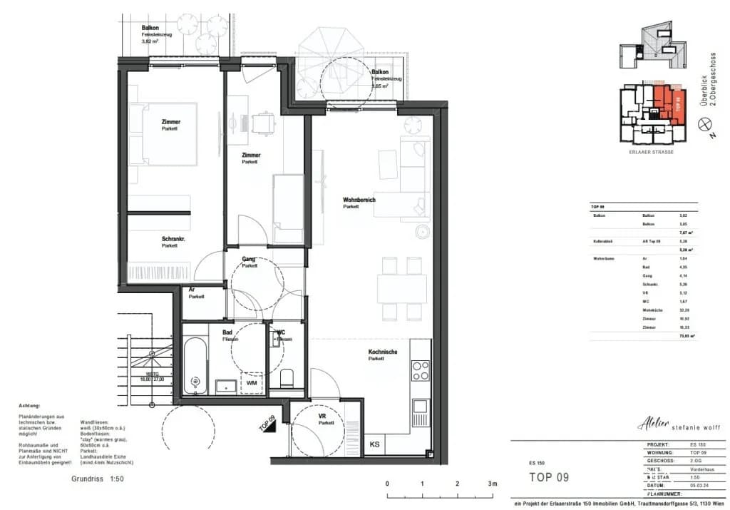 3-Zimmer-Wohnung kaufen in Wien – 73,03 m², € 545.000 – Bild 12 von 13