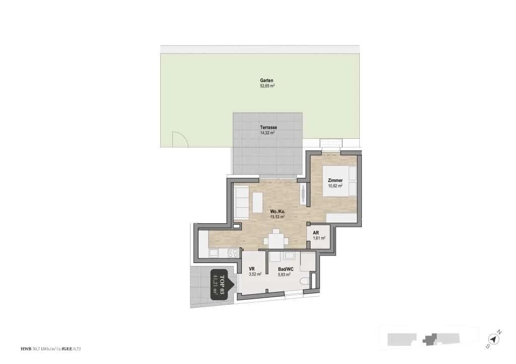 2-Zimmer-Wohnung kaufen in Graz – 41,21 m², € 226.655 – Bild 7 von 7
