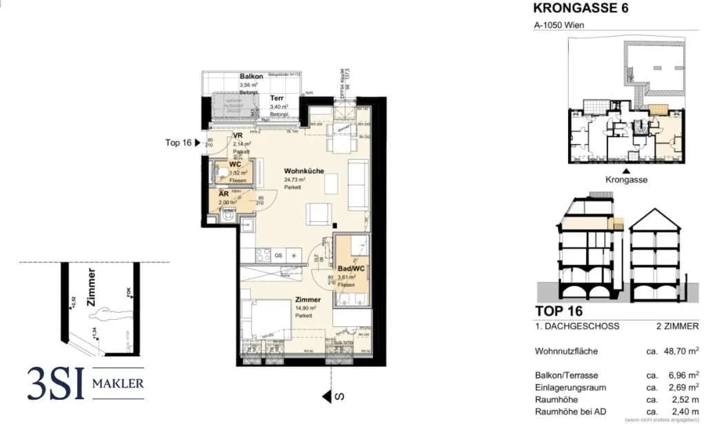 2-Zimmer-Wohnung kaufen in Wien – 48,85 m², € 590.000 – Bild 9 von 9