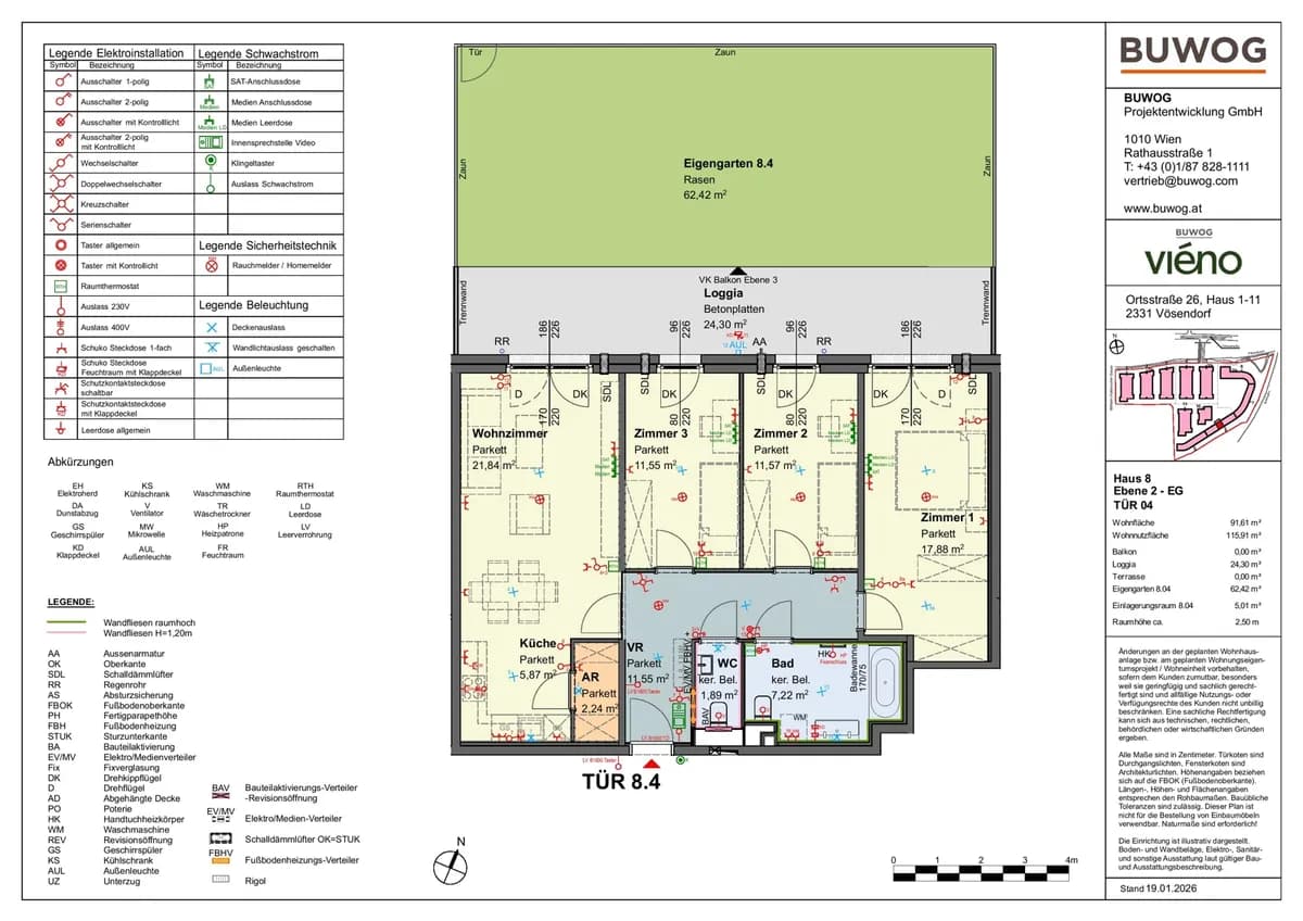 4-Zimmer-Wohnung mieten in Mödling – 91,61 m², € 2.307