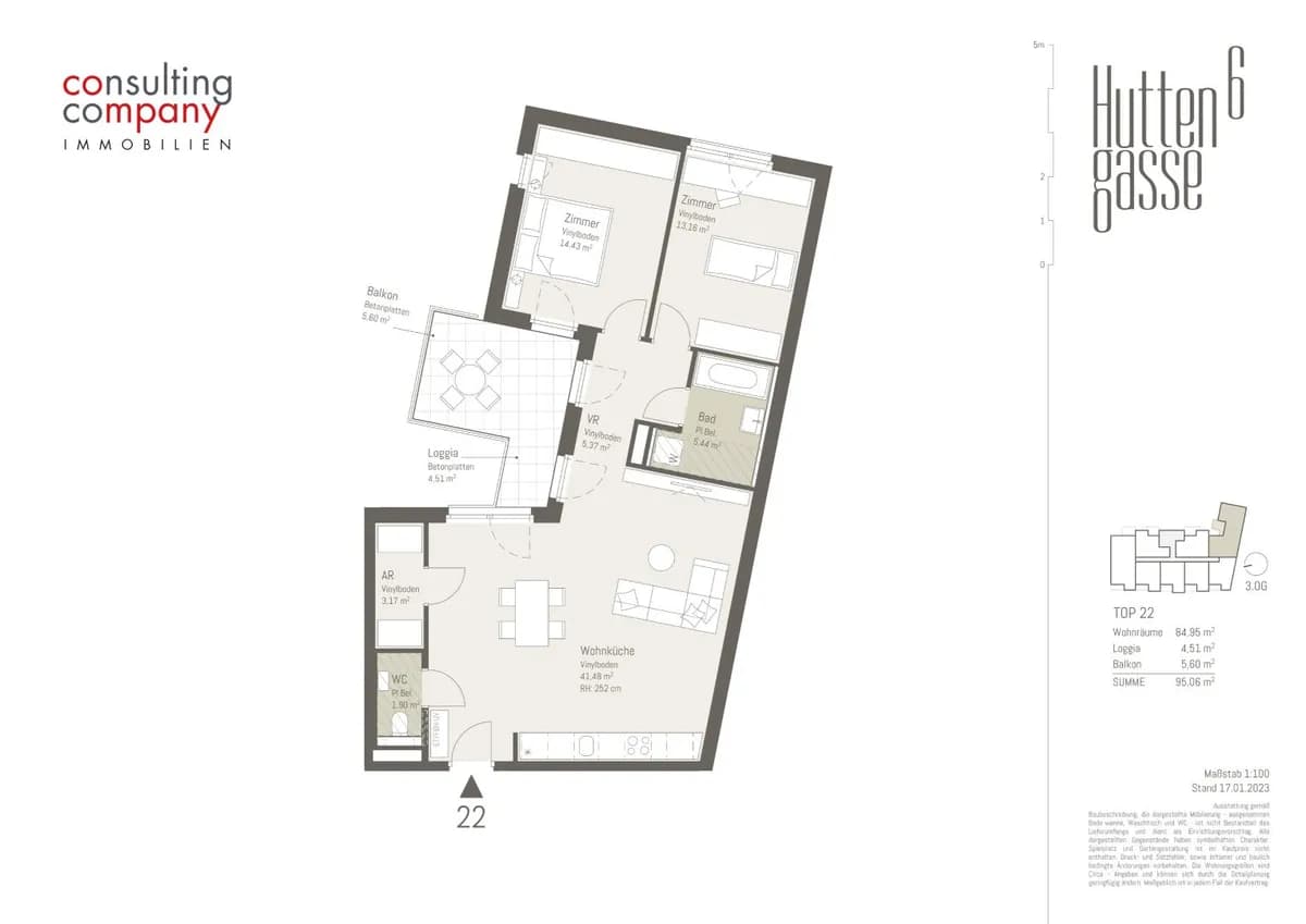 3-Zimmer-Wohnung mieten in Wien – 84,95 m², € 1.747 – Bild 13 von 13