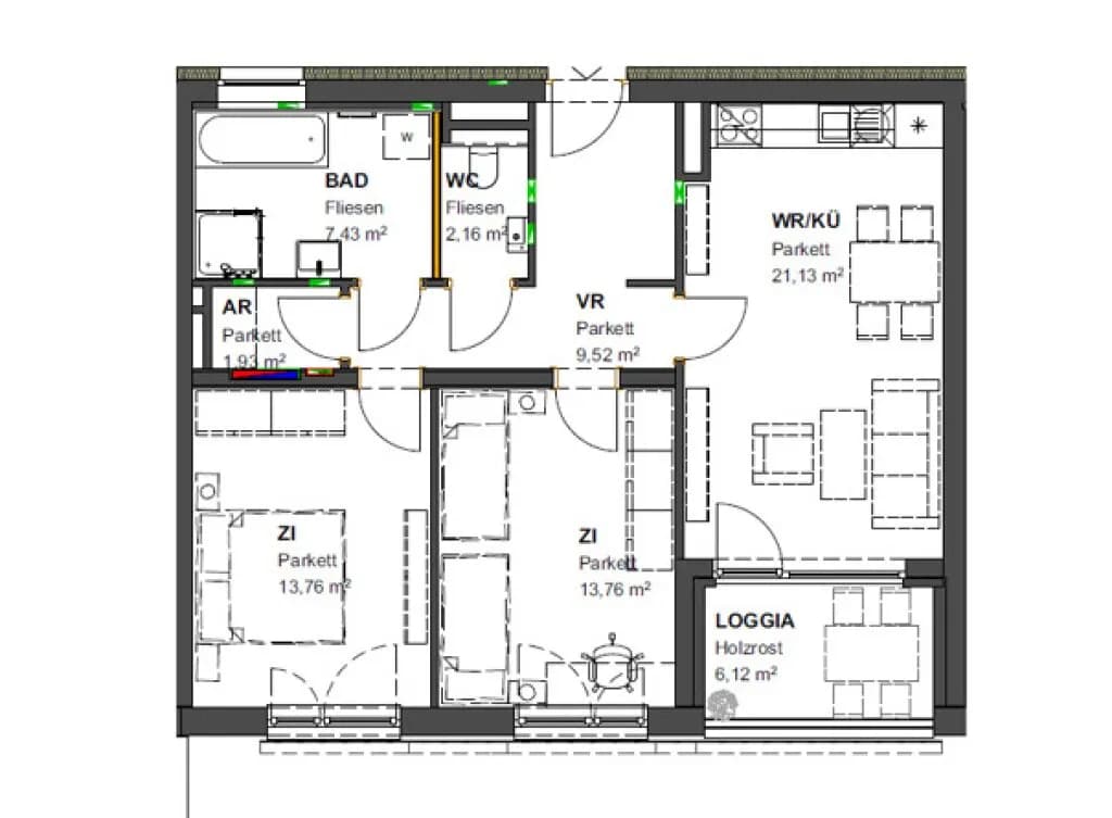 3-Zimmer-Wohnung mieten in Klagenfurt – 70 m², € 1.048 – Bild 9 von 9