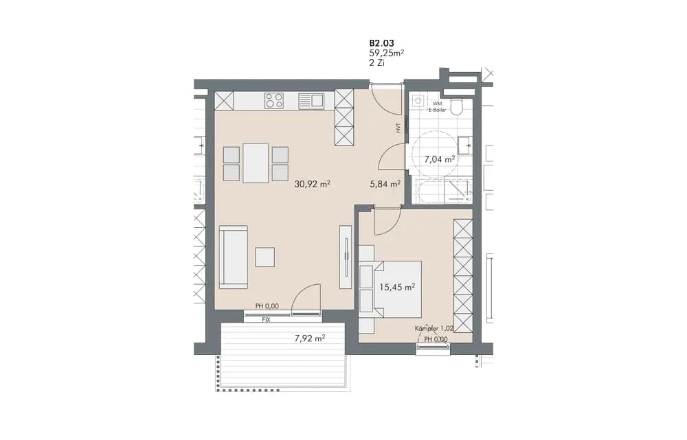2-Zimmer-Wohnung mieten in Schwaz – 59,25 m², € 1.430 – Bild 6 von 6