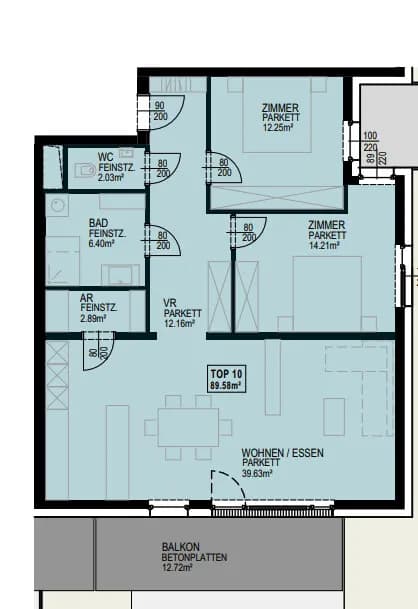 3-Zimmer-Wohnung kaufen in Mödling – 89,73 m², € 642.000 – Bild 3 von 12