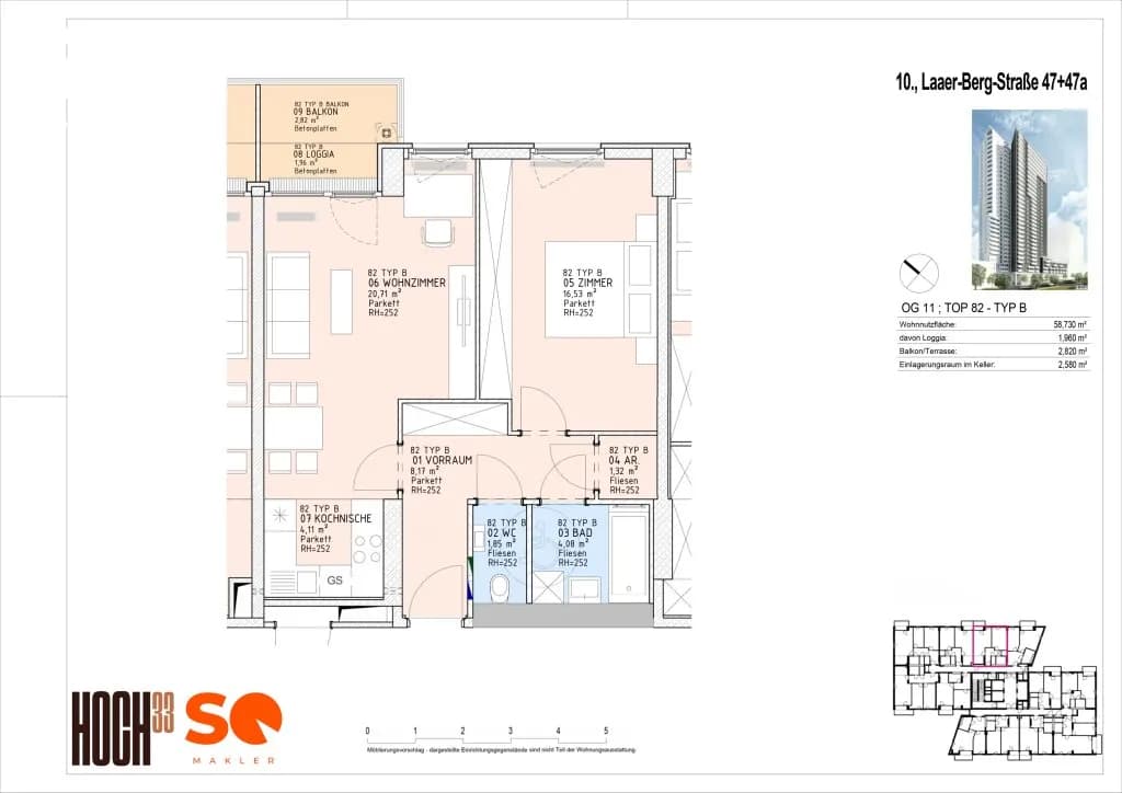 2-Zimmer-Wohnung kaufen in Wien – 56,98 m², € 299.000 – Bild 20 von 20