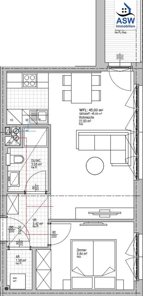 2-Zimmer-Wohnung mieten in Wien – 41 m², € 890 – Bild 7 von 7