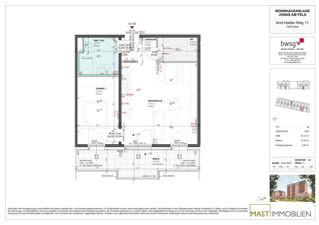 2-Zimmer-Wohnung kaufen in Wien – 53,31 m², € 279.000 – Bild 8 von 8
