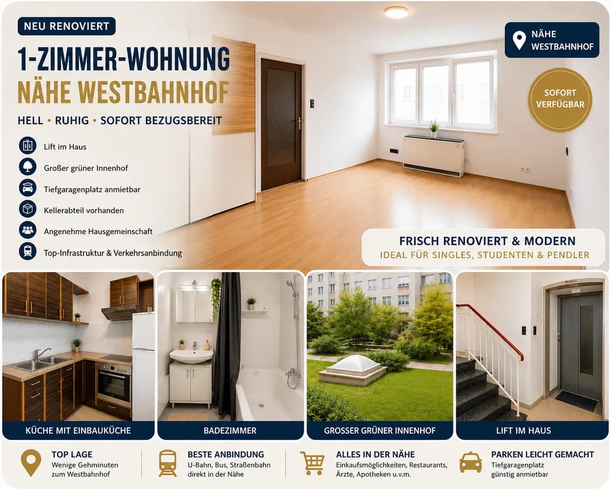 1-Zimmer-Wohnung mieten in Wien – 37 m², € 890 – Bild 2 von 5