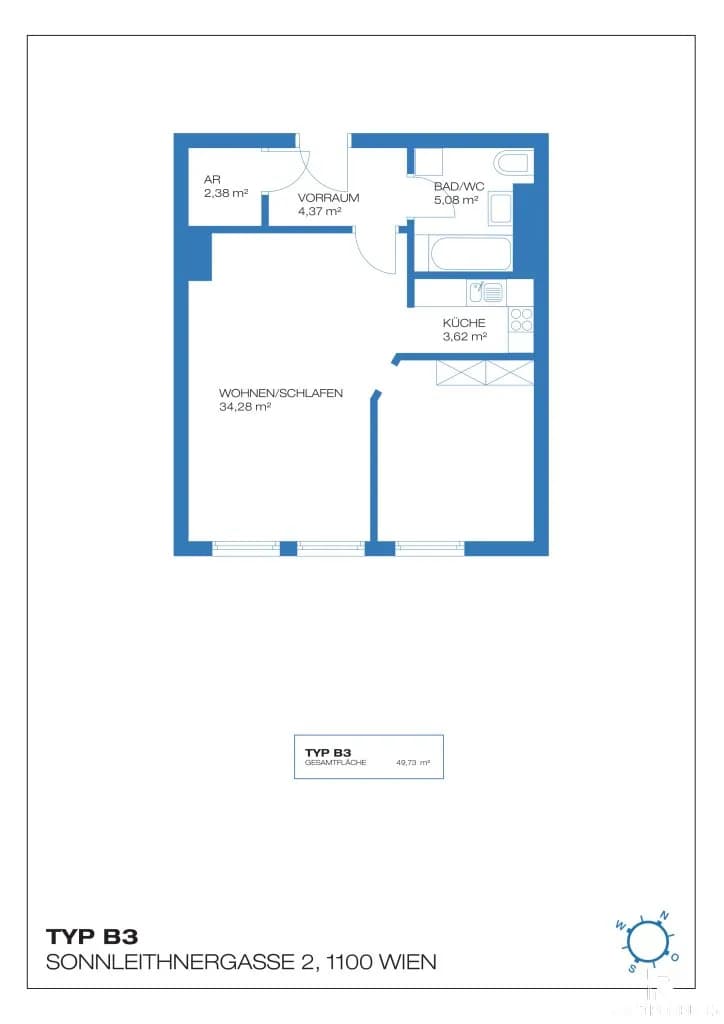 2-Zimmer-Wohnung kaufen in Wien – 49,73 m², € 254.000 – Bild 12 von 12