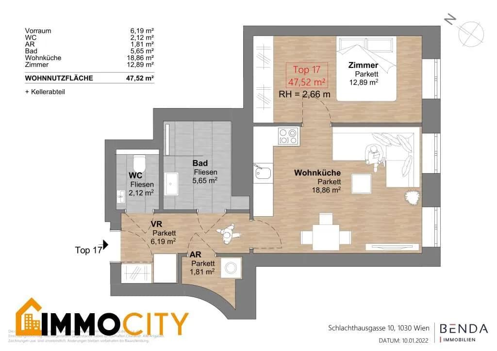 2-Zimmer-Wohnung kaufen in Wien – 47,52 m², € 370.000 – Bild 10 von 10