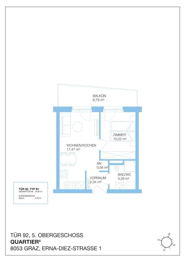 2-Zimmer-Wohnung kaufen in Graz – 34,85 m², € 198.000 – Bild 5 von 5