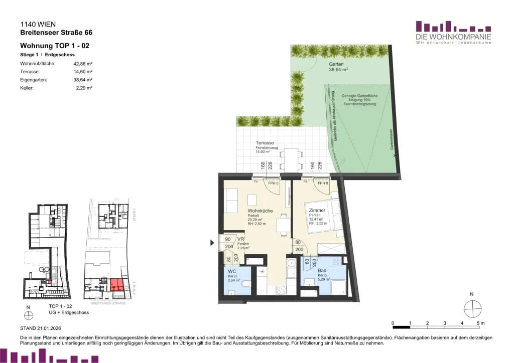2-Zimmer-Wohnung kaufen in Wien – 42,88 m², € 334.900 – Bild 7 von 7