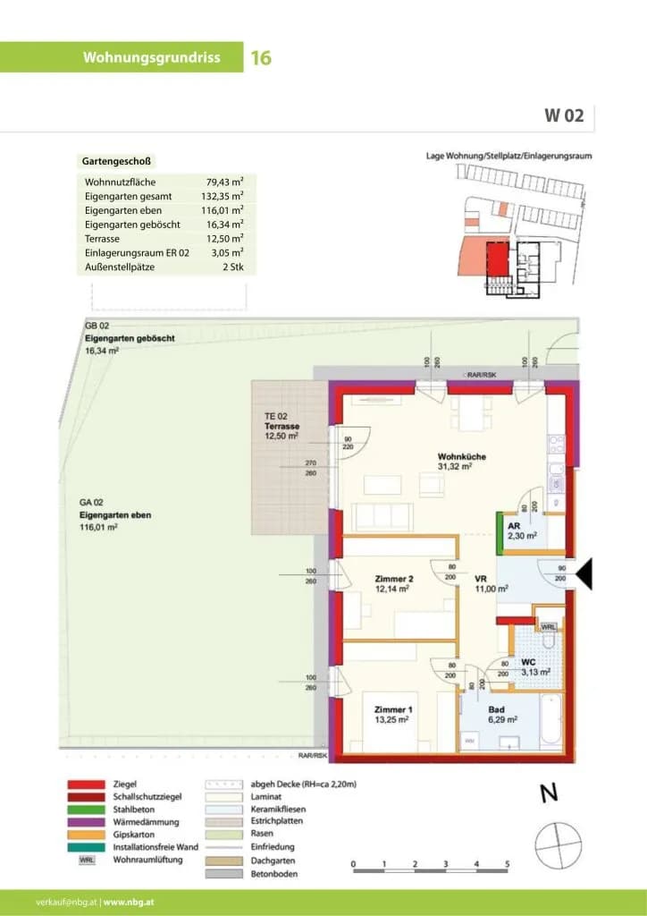 3-Zimmer-Wohnung mieten in Horn – 79,43 m², € 872 – Bild 2 von 3