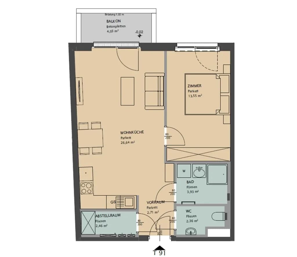 2-Zimmer-Wohnung mieten in Wien – 52 m², € 1.085 – Bild 15 von 15