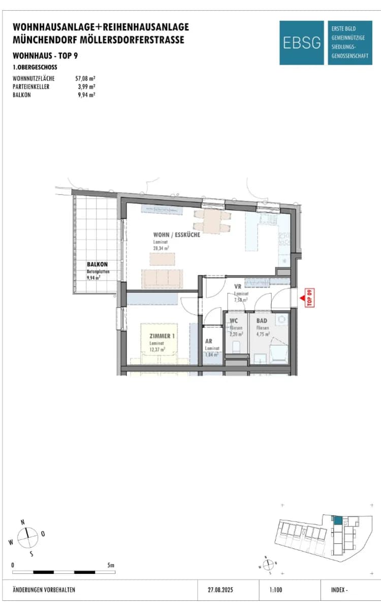 2-Zimmer-Wohnung mieten in Mödling – 57,08 m², € 927 – Bild 2 von 2